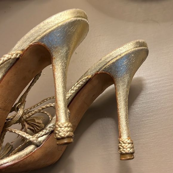 Stunning Vintage Dior gold strappy fringy sandals - Picture 8 of 11